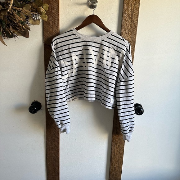 Calvin Klein Performance Cropped Sweatshirt Striped Logo Front Women’s Size M - Picture 2 of 12